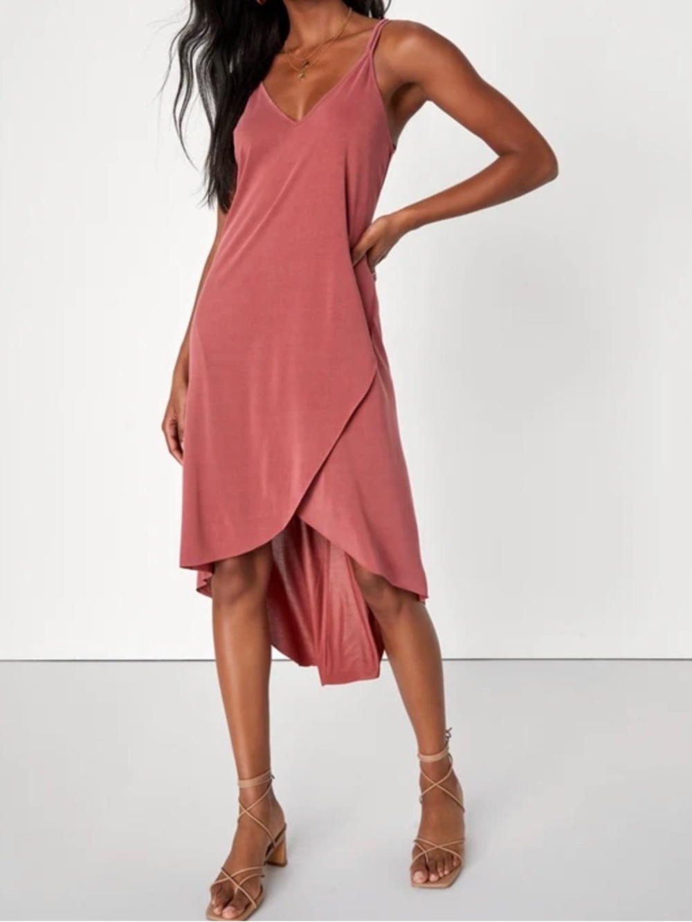 LUSH Mood & Melody Washed Red High Low Dress Size Large